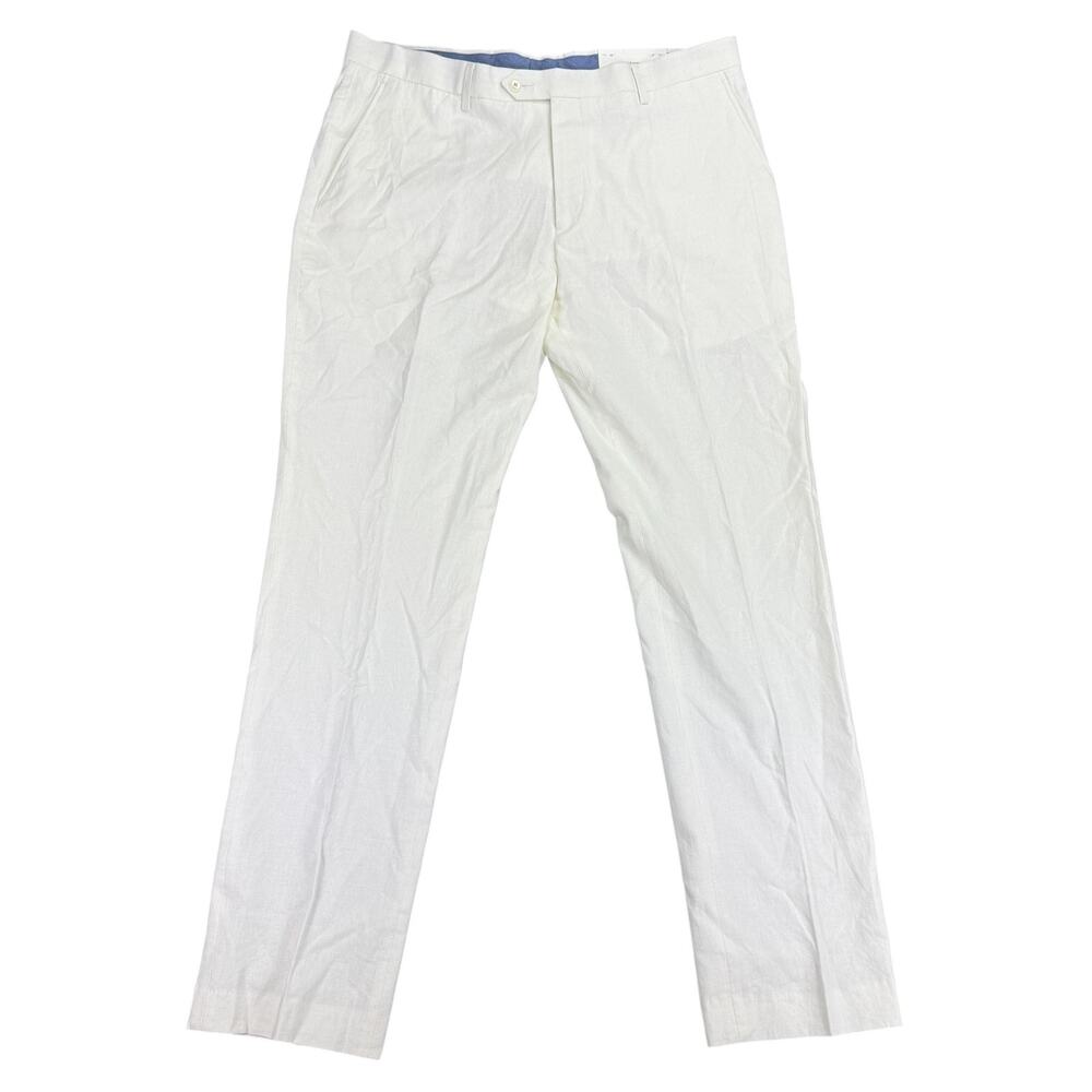 Tommy Hilfiger Mens Hall Modern Fit Linen Blend Suit Pants White 36x32
